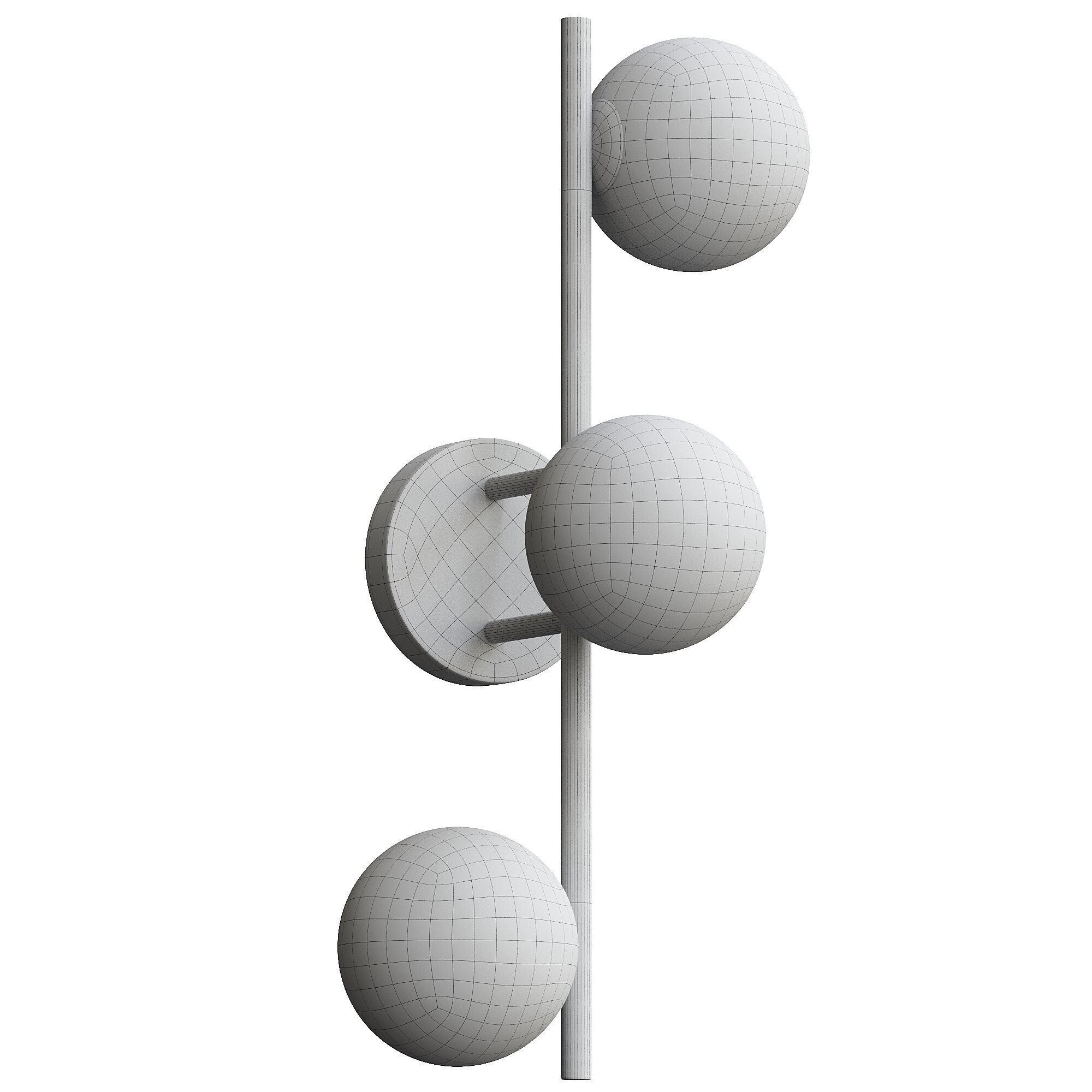 Coro - 3 light aged brass and opal ceiling 3D model_2