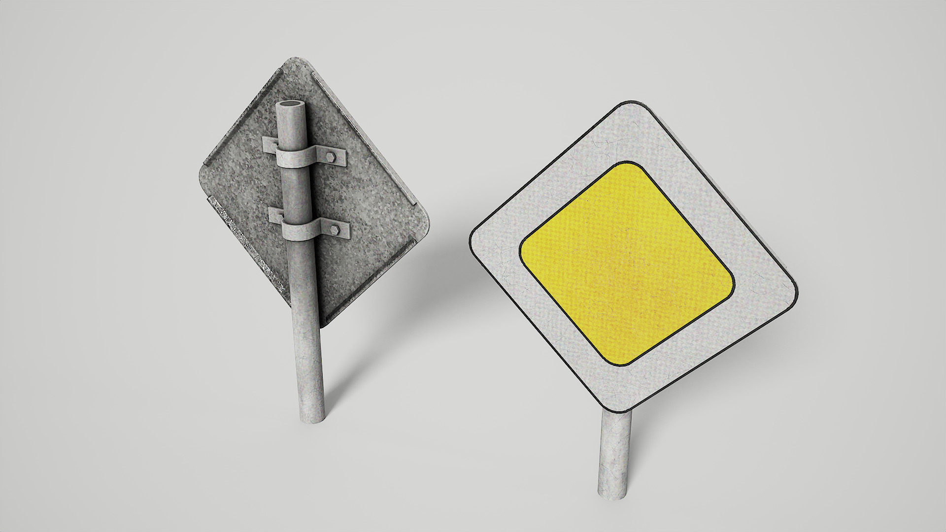 Priority Road Signs Pack Game Ready Vol 3 Low-poly 3D model_1