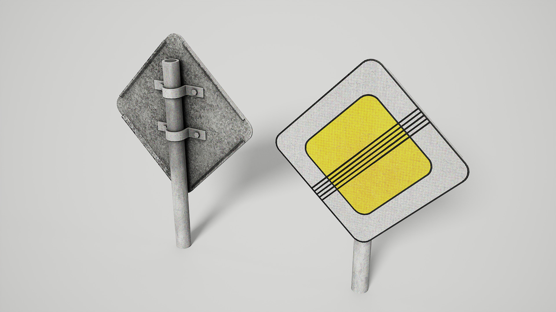 Priority Road Signs Pack Game Ready Vol 3 Low-poly 3D model_2