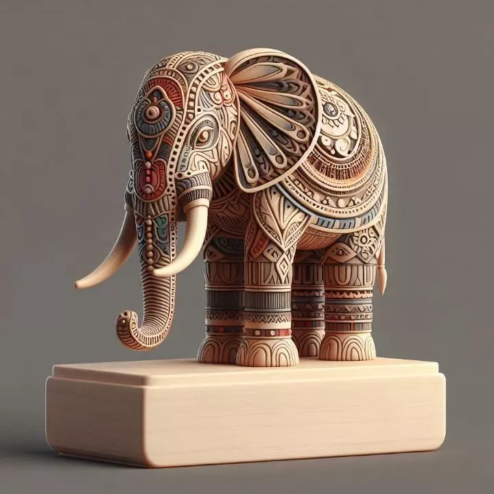 962 Color 3D Model of a Totem Style Elephant 3D print model_0