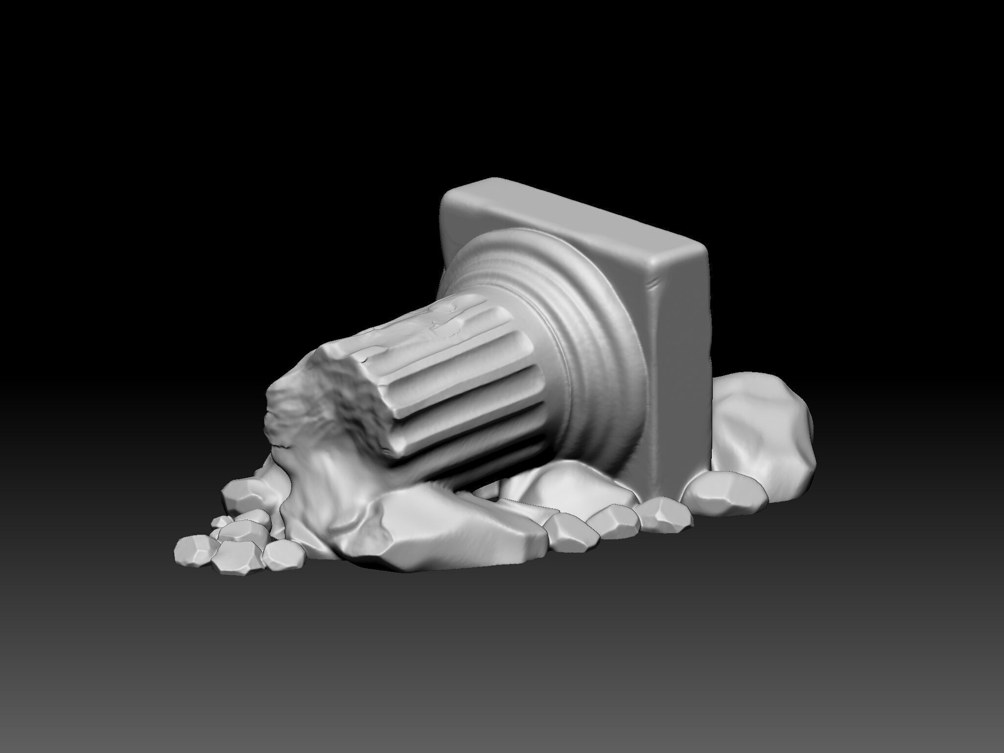 Ancient Broken Column Fantasy Ruins STL Model 3D print model_2