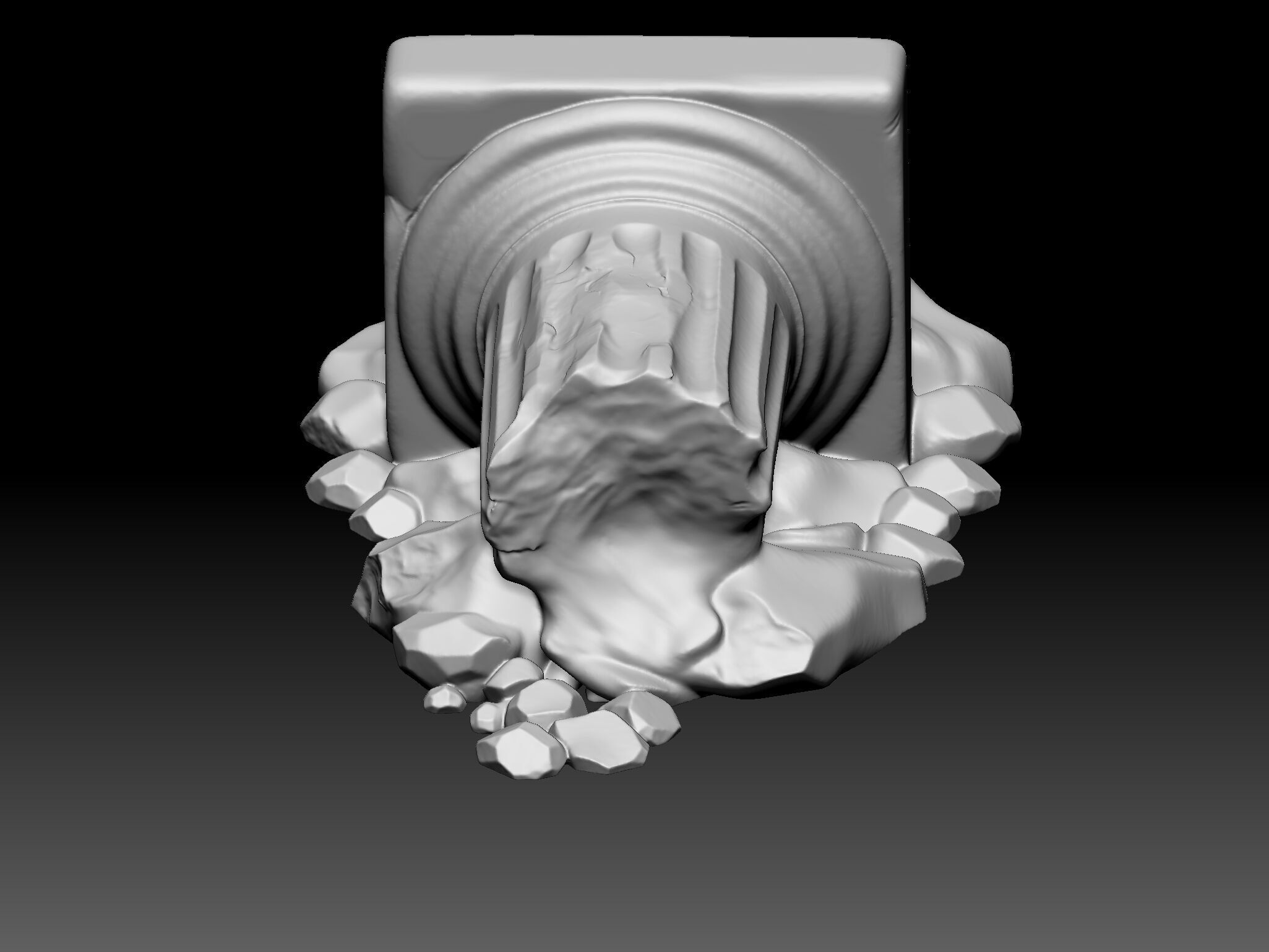 Ancient Broken Column Fantasy Ruins STL Model 3D print model_1