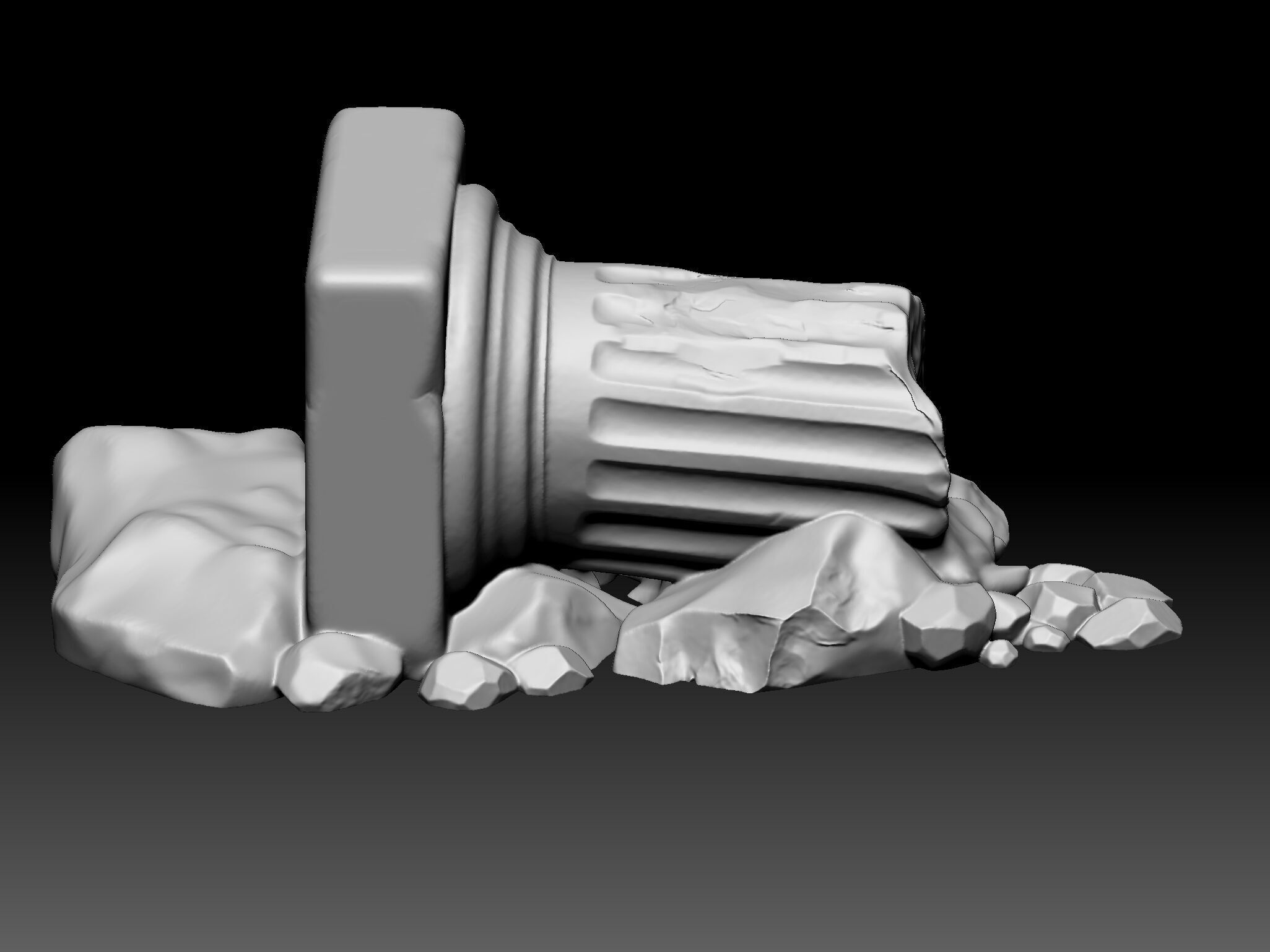 Ancient Broken Column Fantasy Ruins STL Model 3D print model_6