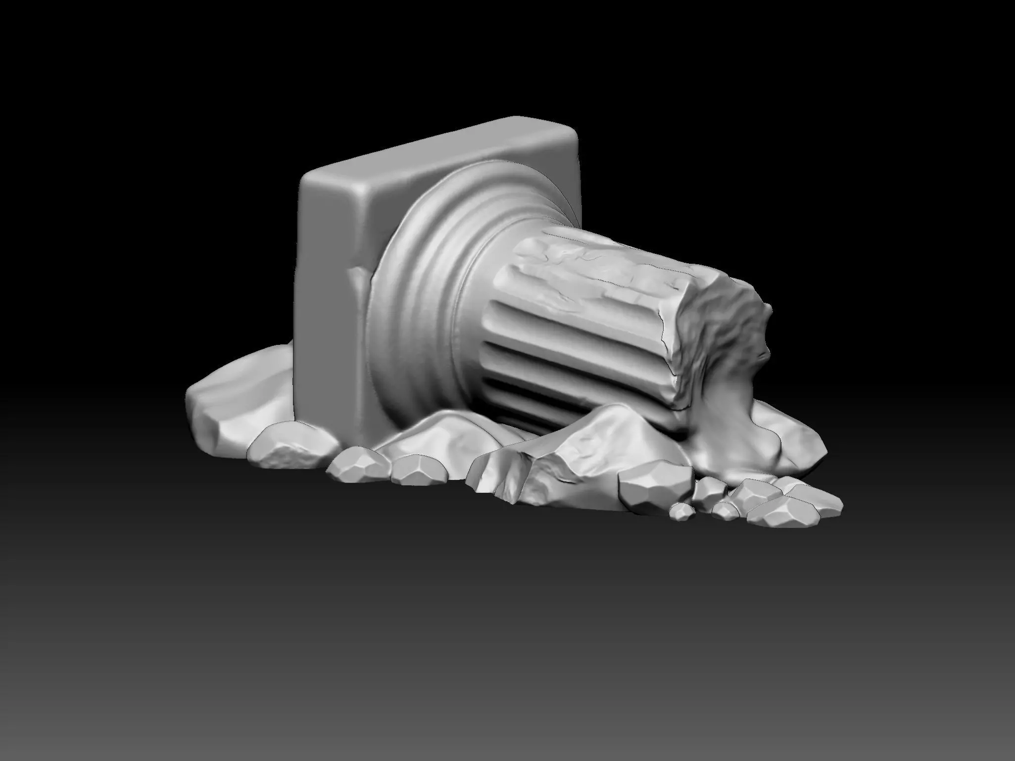 Ancient Broken Column Fantasy Ruins STL Model 3D print model_0