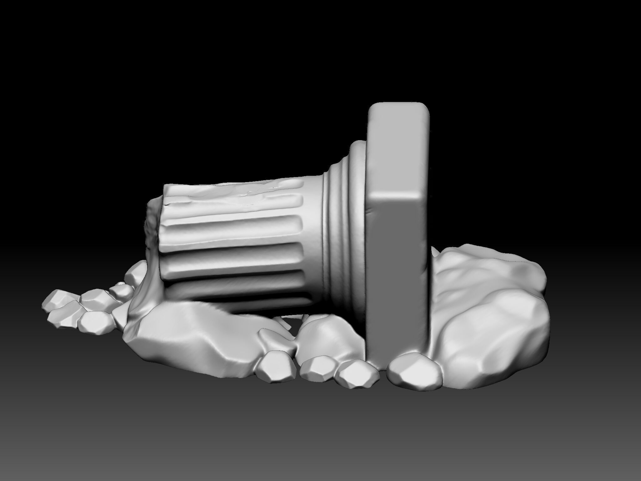 Ancient Broken Column Fantasy Ruins STL Model 3D print model_3