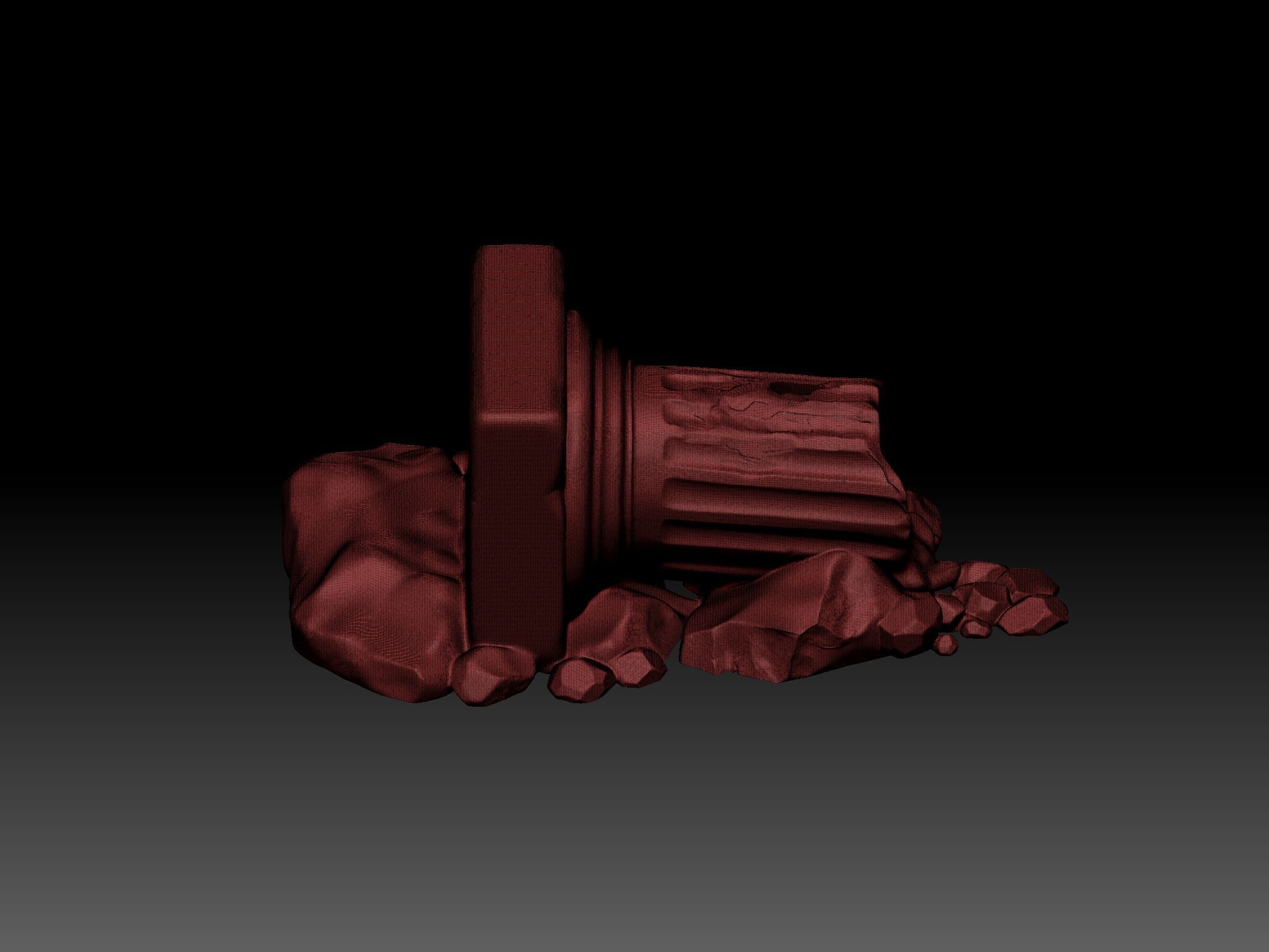 Ancient Broken Column Fantasy Ruins STL Model 3D print model_5