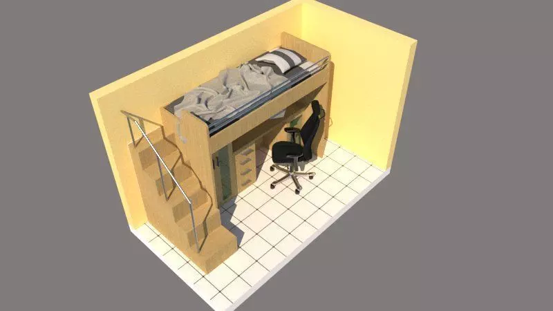 bunk bed single  3D model_0