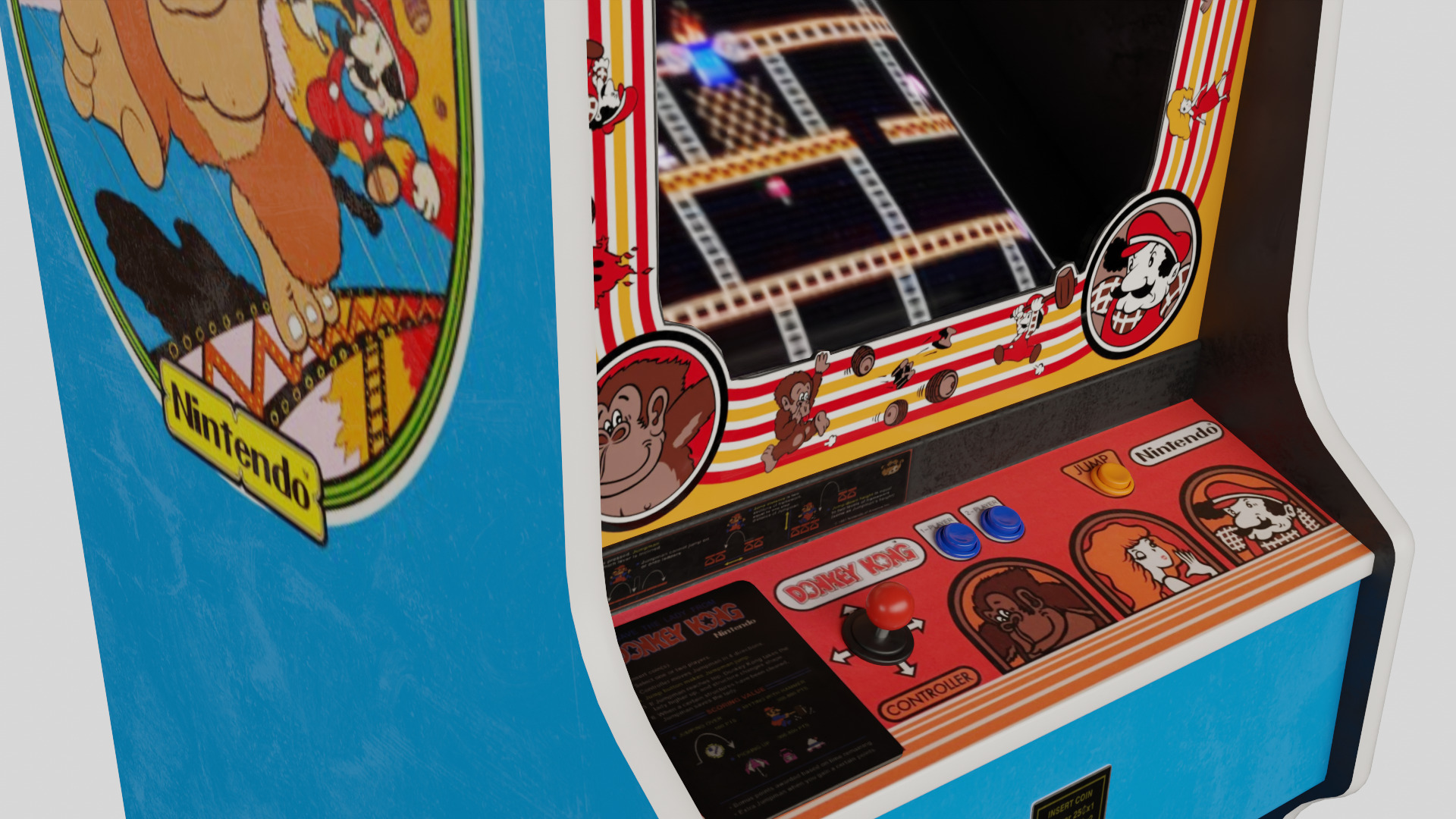 Donkey Kong Arcade Cabinet Retro Low-poly 3D model_1