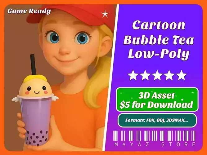 Low-Poly Angle Bubble Tea