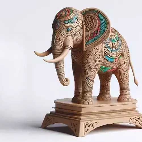 964  Color   3D Model of  a  Totem Style   Elephant 