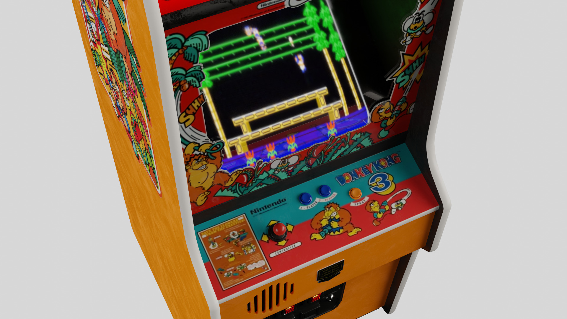 Donkey Kong 3 Arcade Cabinet Retro Low-poly 3D model_3