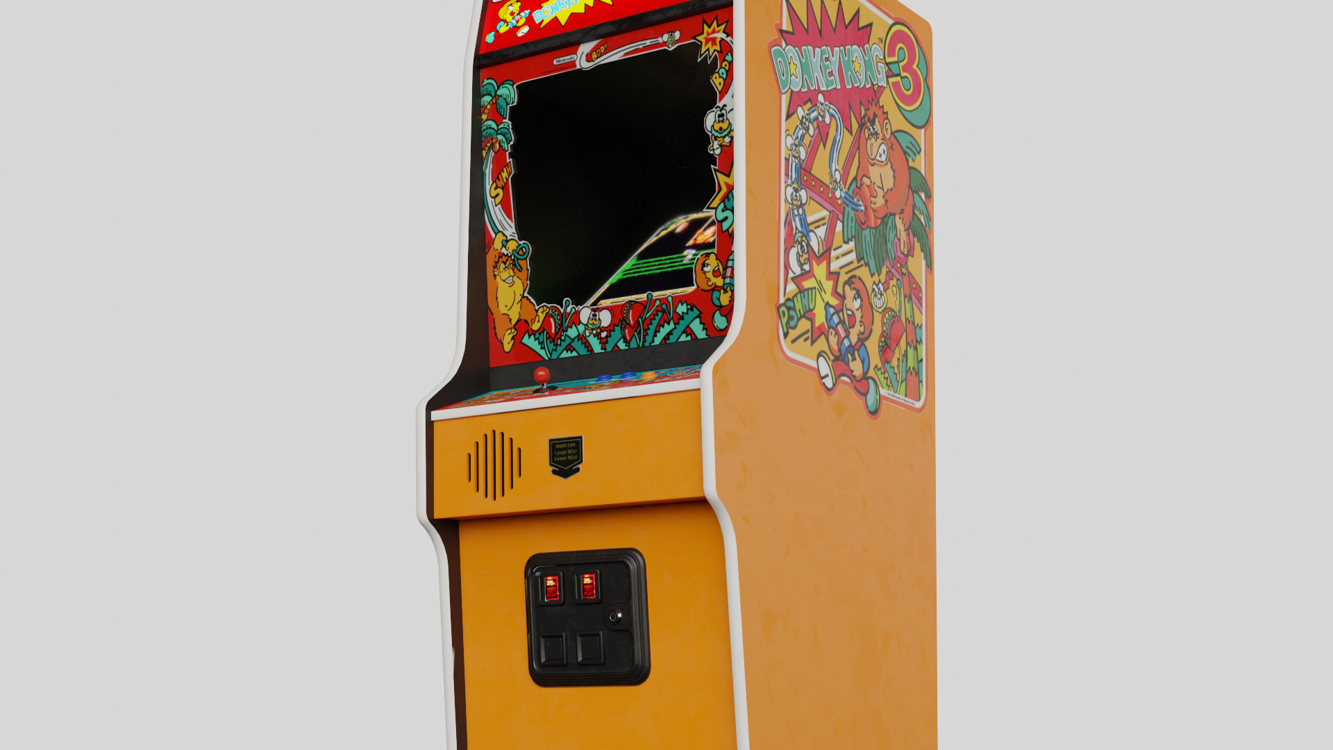 Donkey Kong 3 Arcade Cabinet Retro Low-poly 3D model_5