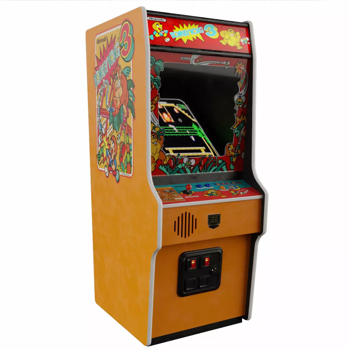 Donkey Kong 3 Arcade Cabinet Retro Low-poly 3D model_0