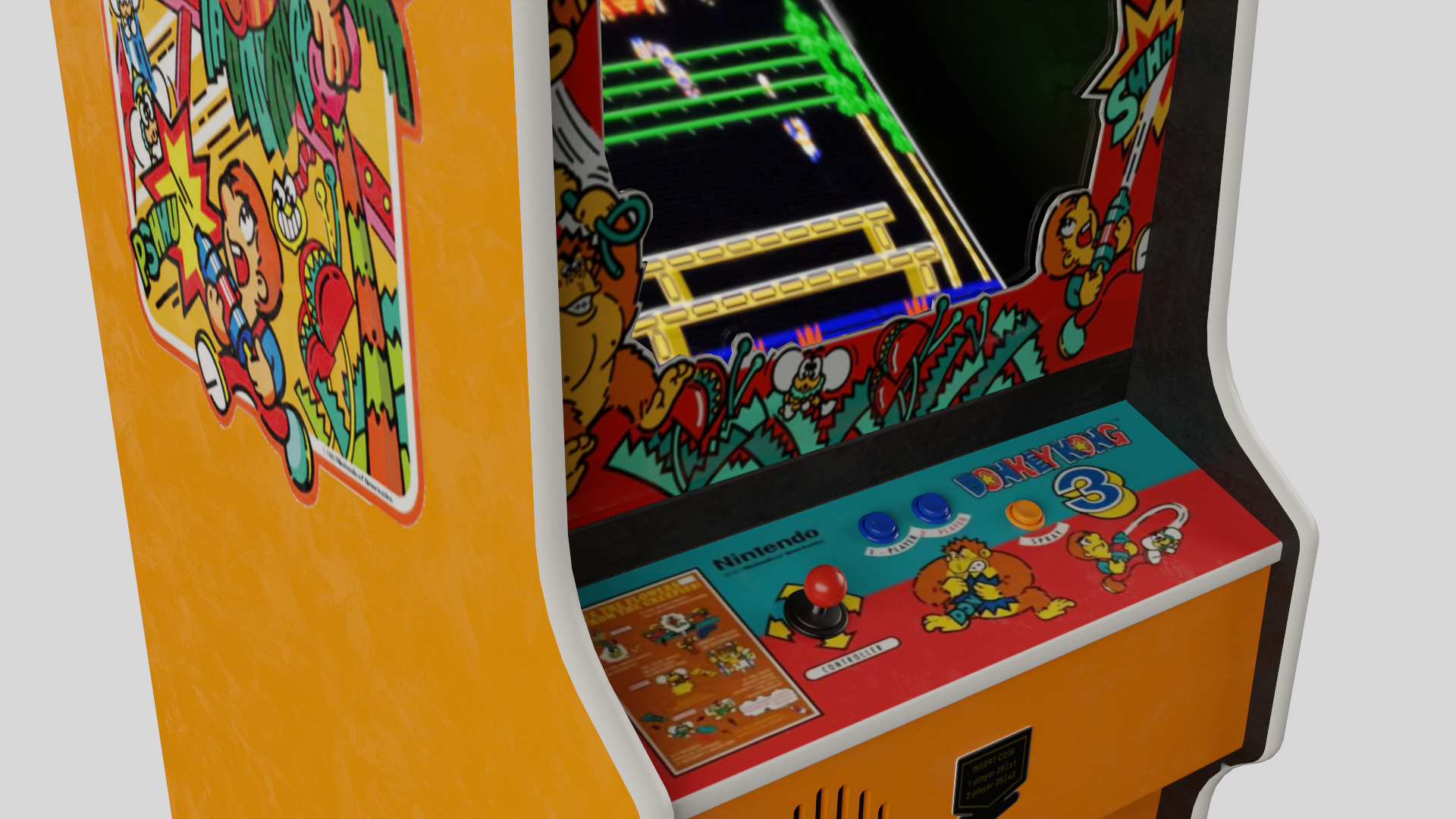 Donkey Kong 3 Arcade Cabinet Retro Low-poly 3D model_1