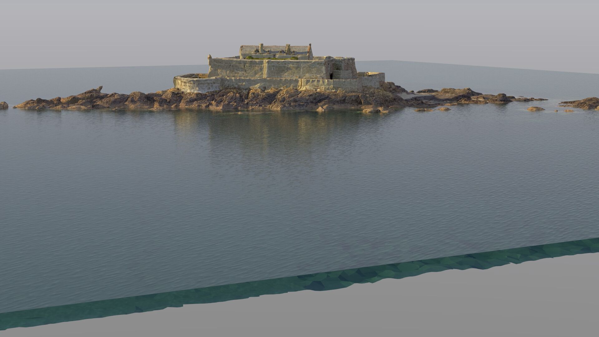 Old castle Low-poly 3D model_1