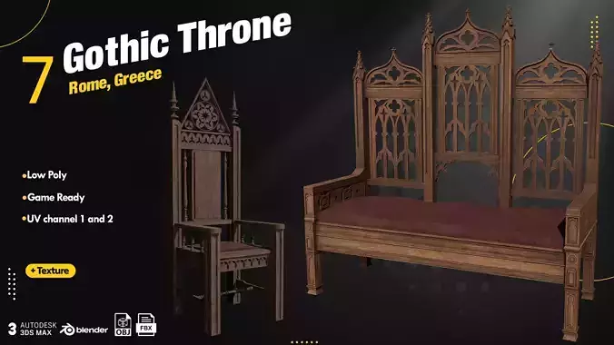 7 Gothic Throne Vol1 Low-poly 3D model