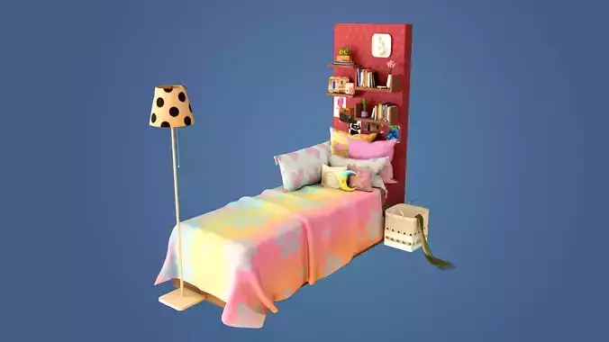 Bed Area Low-poly 3D model