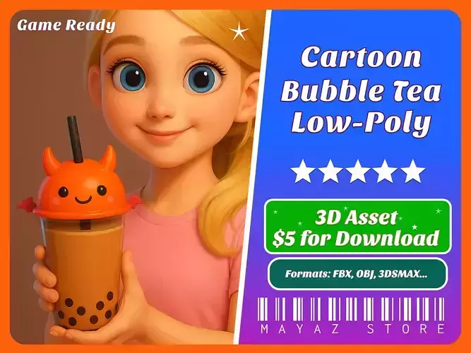 Low-Poly Devil Bubble Tea Low-poly 3D model