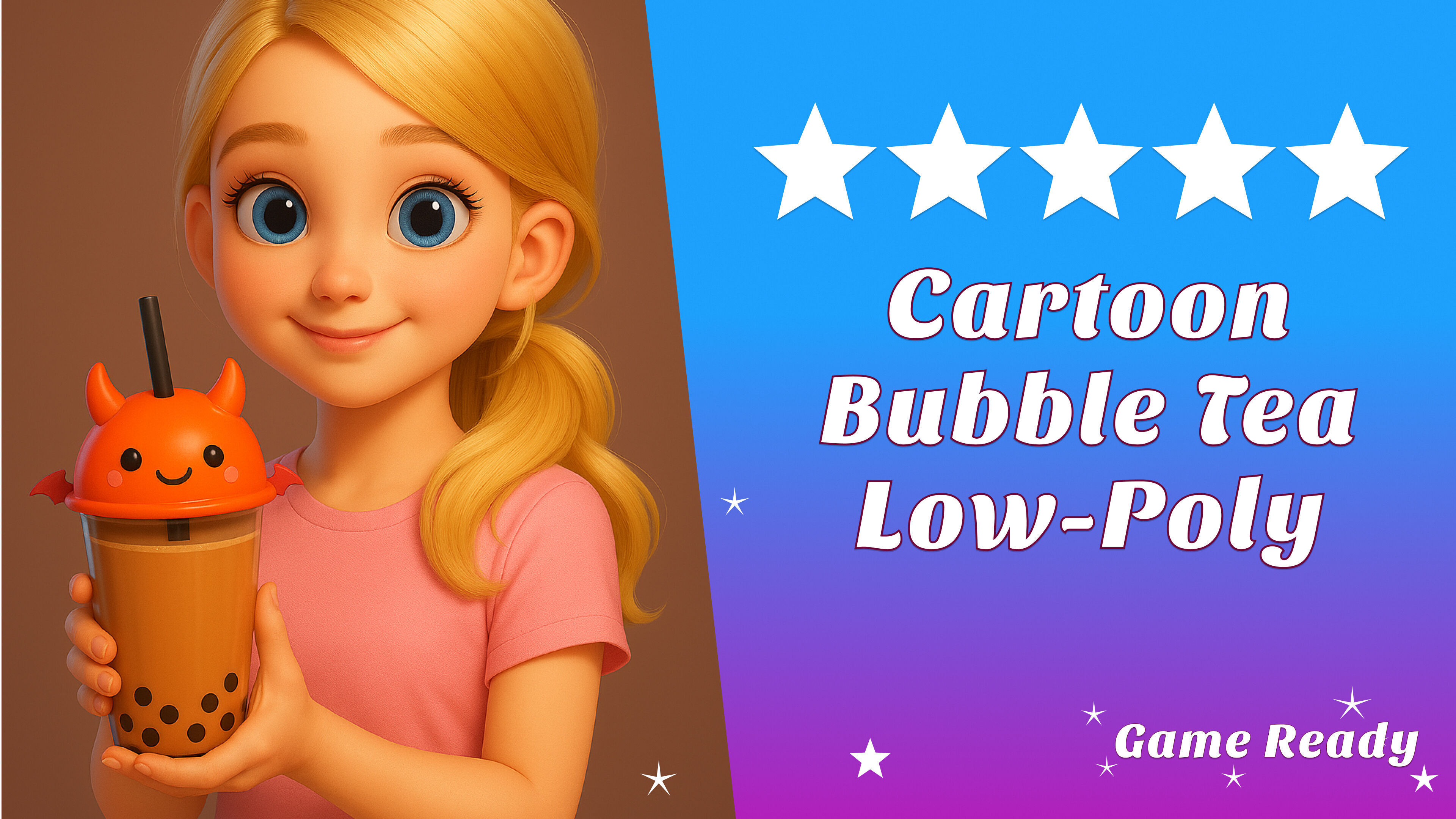 Low-Poly Devil Bubble Tea Low-poly 3D model_1