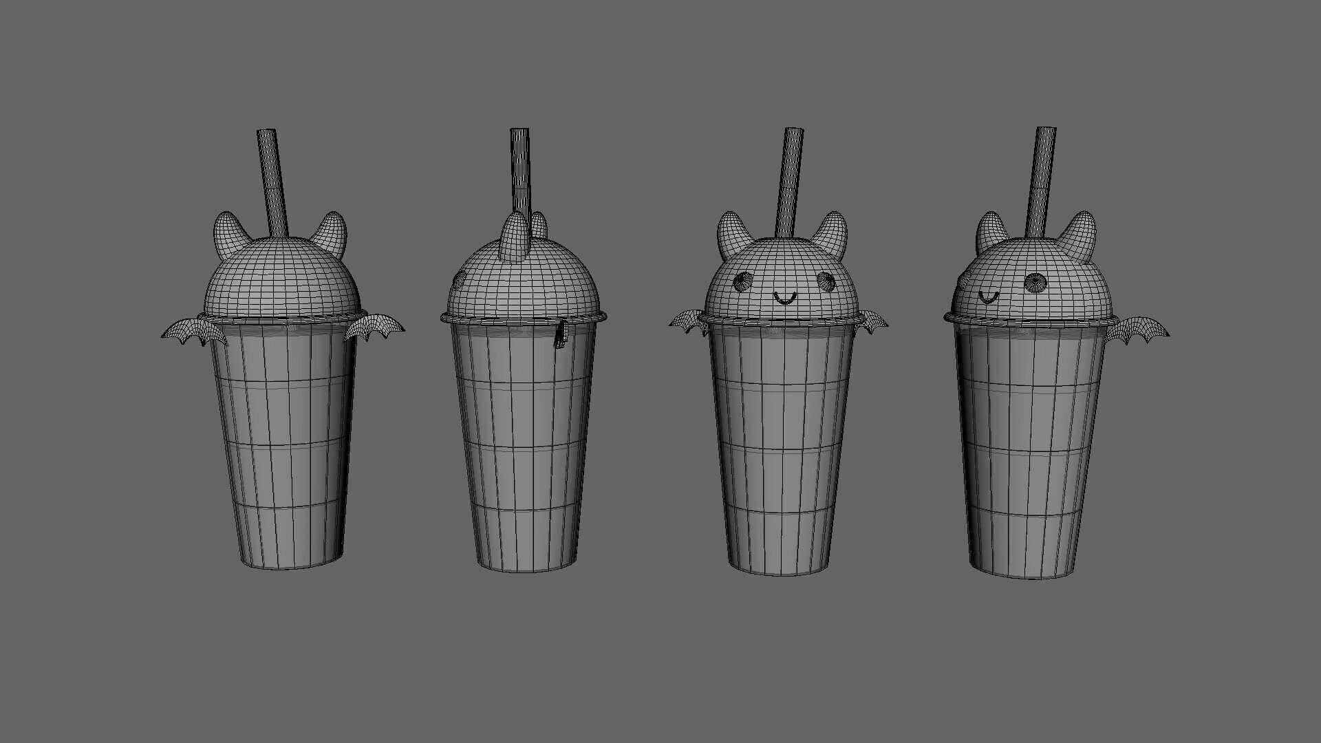 Low-Poly Devil Bubble Tea Low-poly 3D model_7