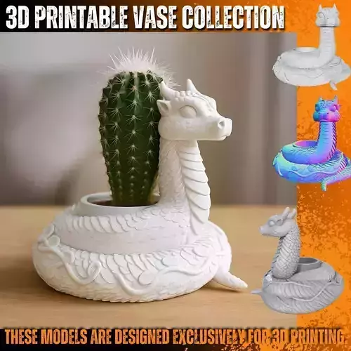 Cute Dragon Planter  Pen Holder 3D Printable STL