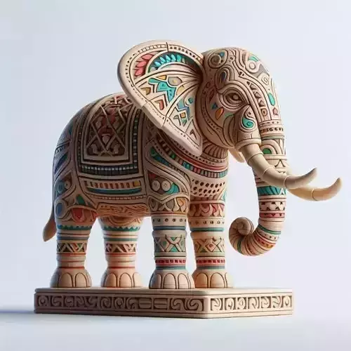 966   Color 3D Model   of a Totem  Style   Elephant
