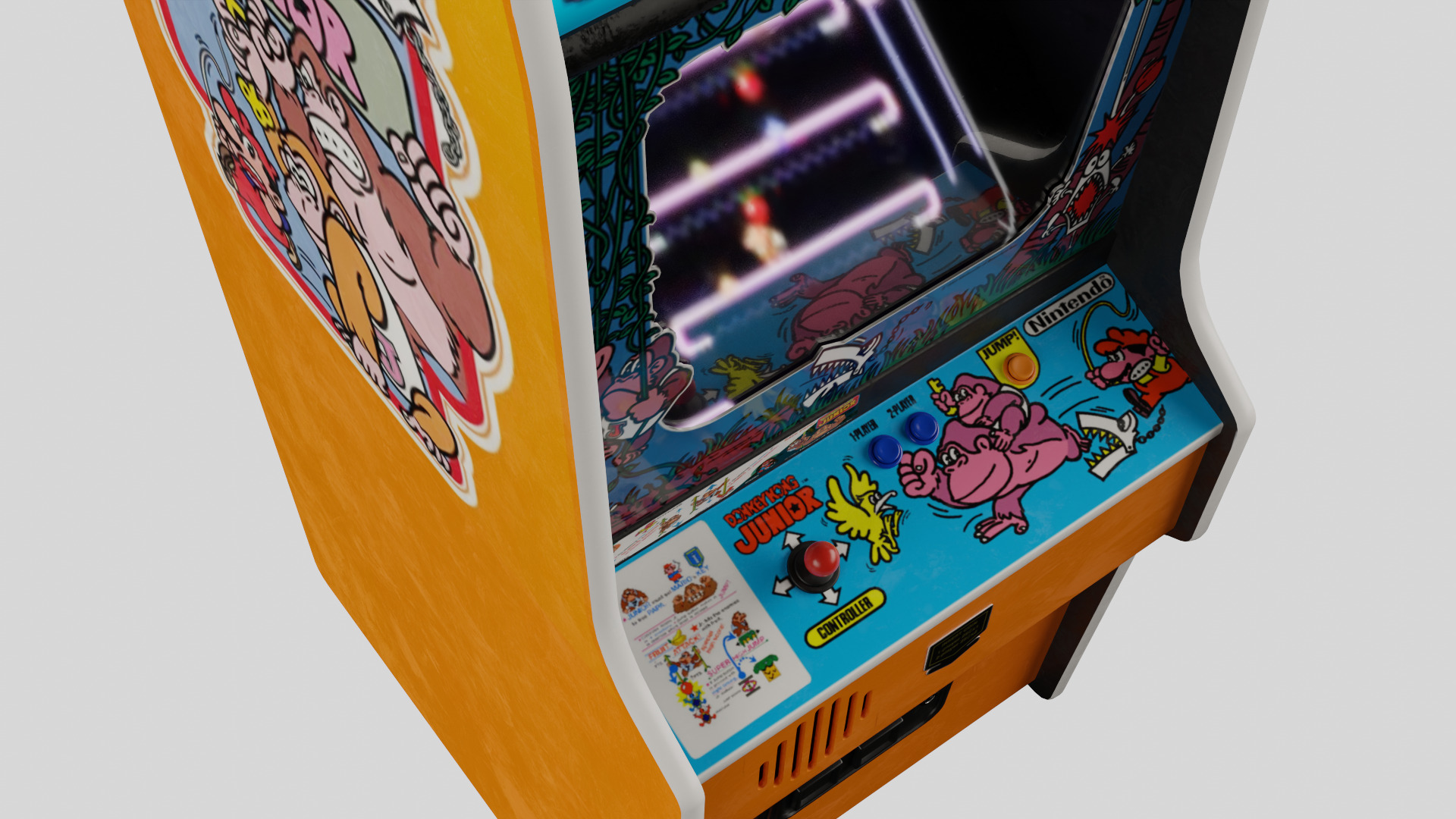 Donkey Kong Jr Arcade Cabinet Retro Low-poly 3D model_3