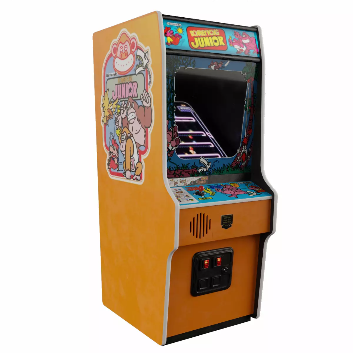 Donkey Kong Jr Arcade Cabinet Retro Low-poly 3D model_0