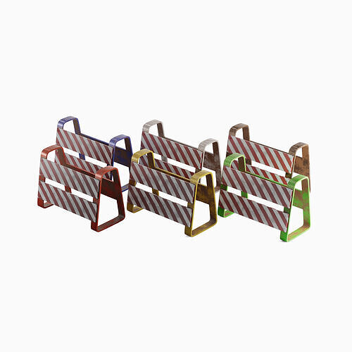 Traffic Barricade Set Low-poly 3D model