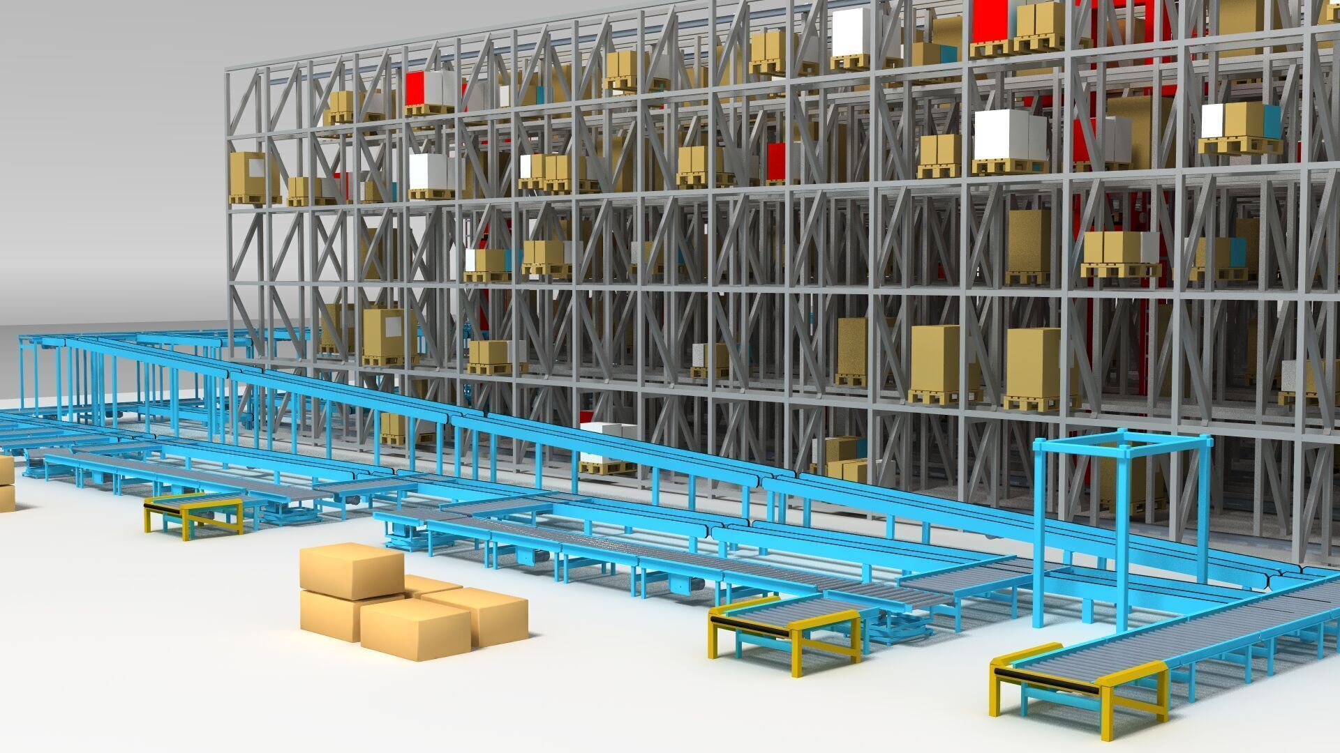 Storage warehouse Low-poly 3D model_9