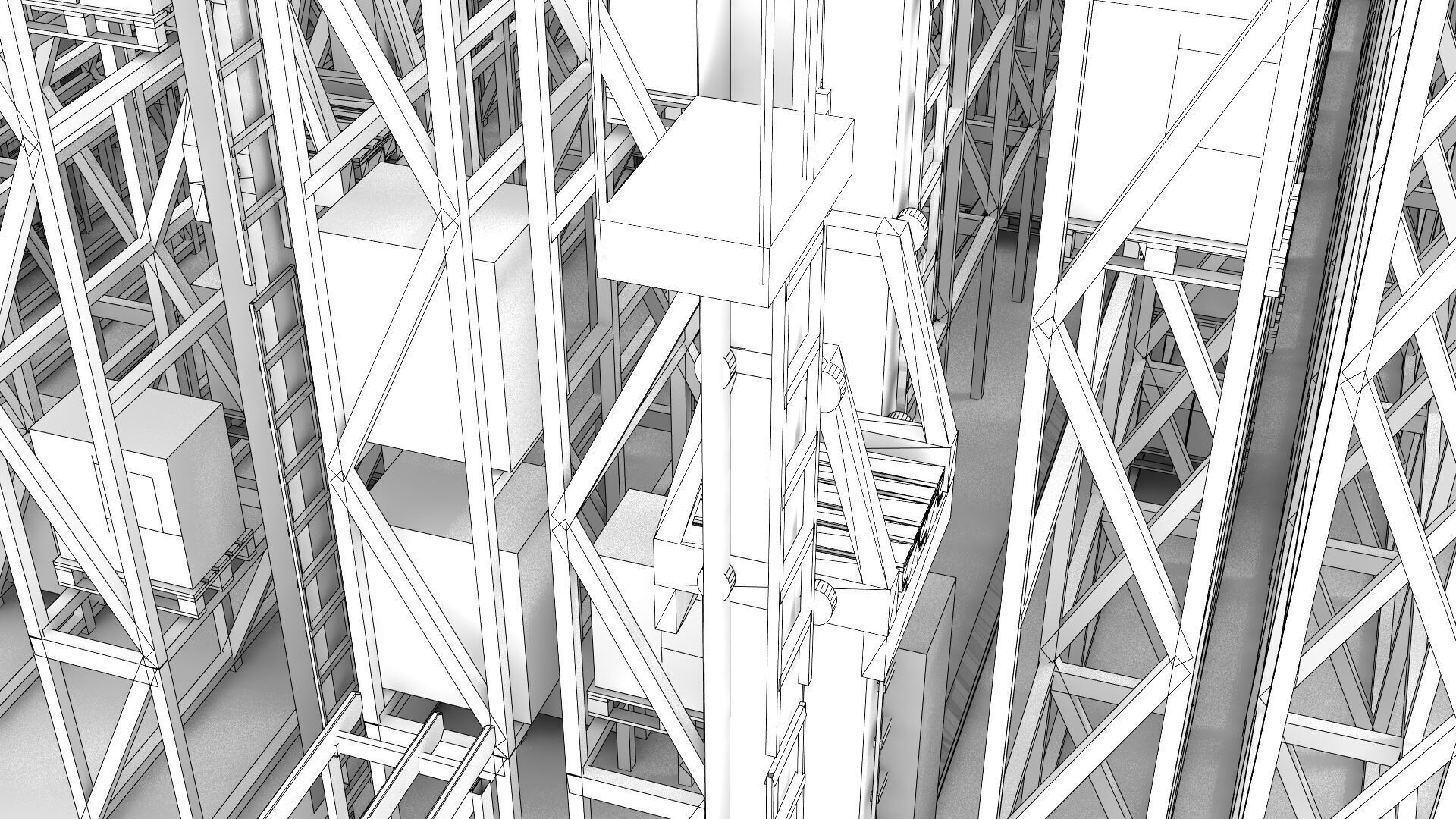 Storage warehouse Low-poly 3D model_13