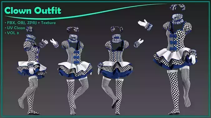 female clown outfit with texture-vol3