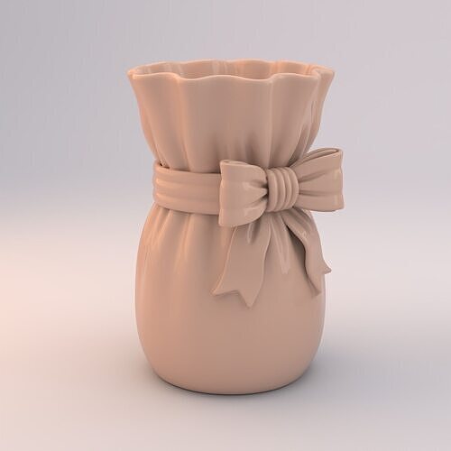 Ribbon Bloom Pot - 3D Printable Gift Bag Flower Vase 3D print model