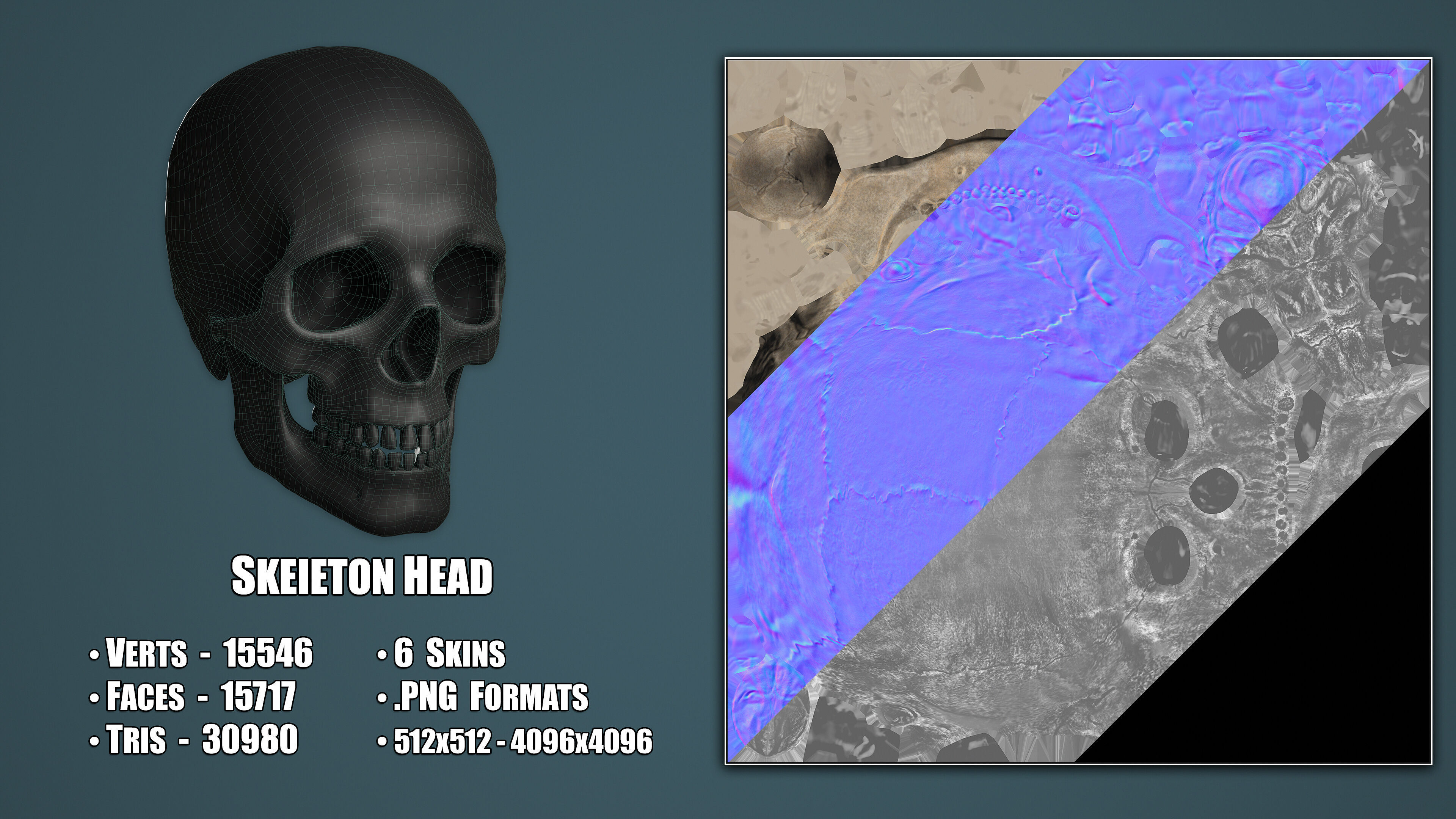 Skeleton Low-poly 3D model_6