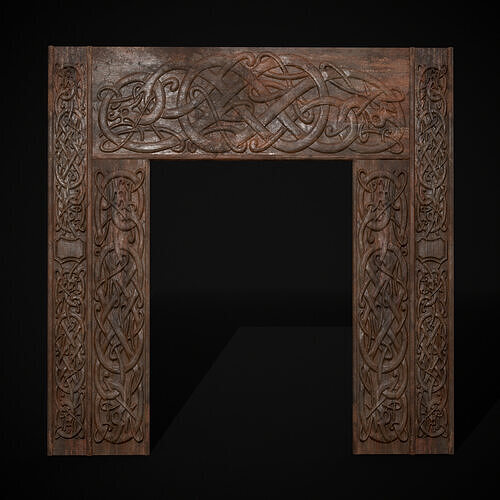 Viking Carved Decoration Wall Low-poly 3D model
