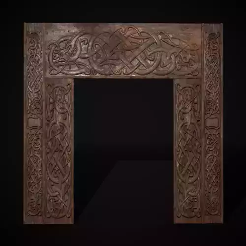 Viking Carved Decoration Wall Low-poly 3D model