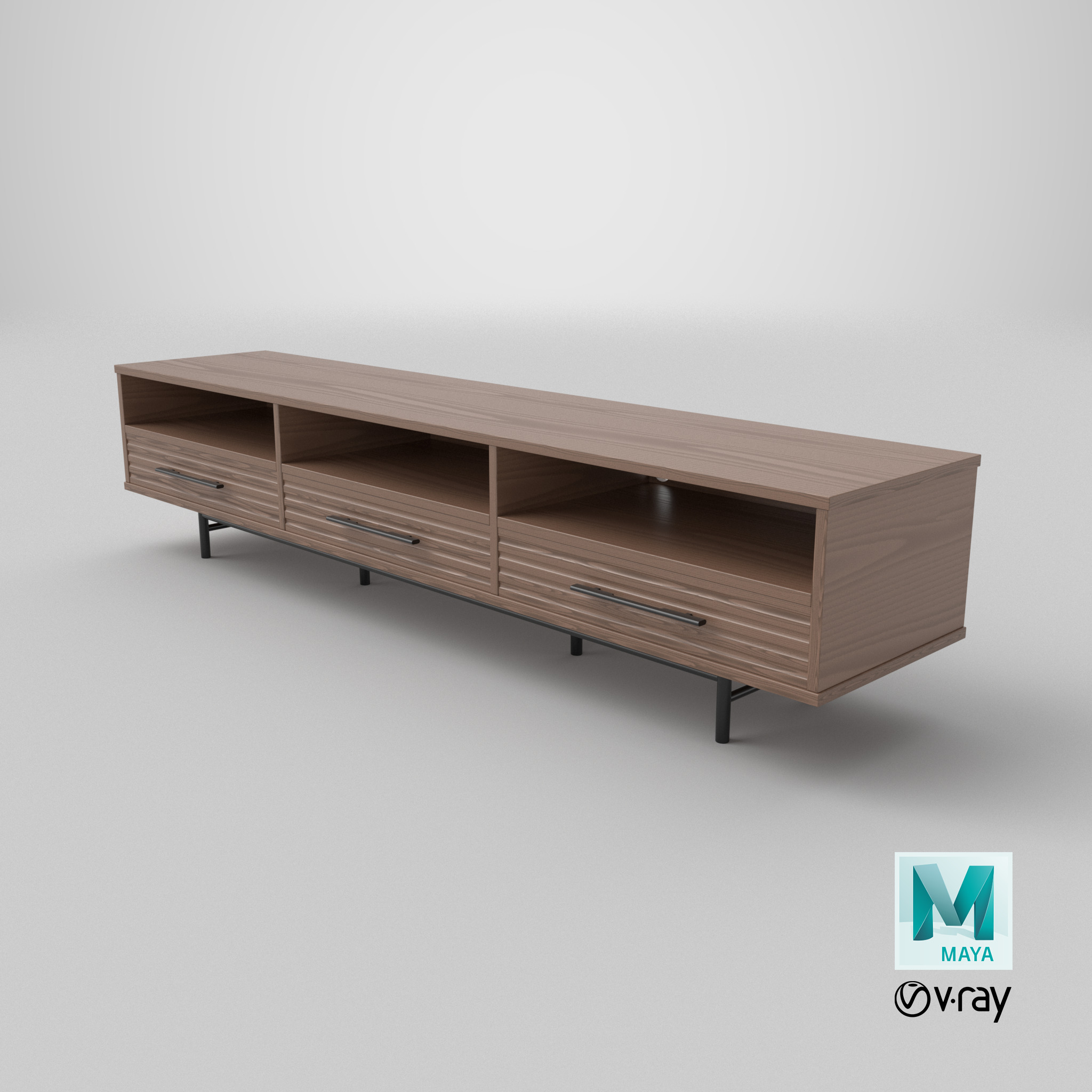 Tv Stand 002 Low-poly 3D model_10