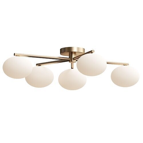 Imperial - 5 light brass and opal flush 3D model
