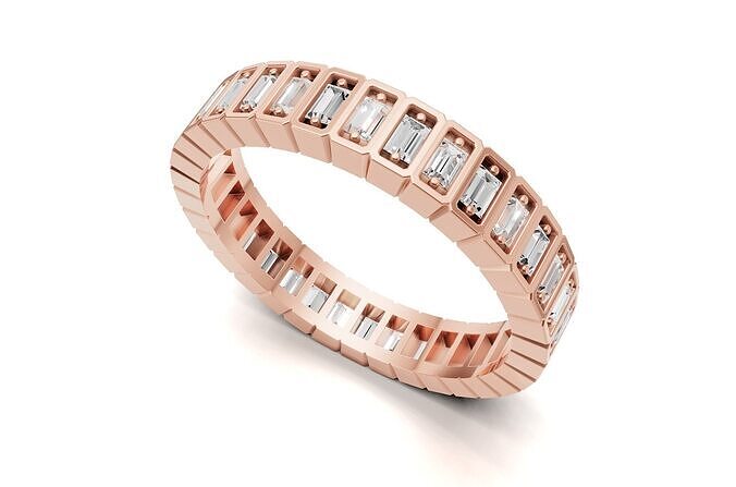 Baguette Diamond Wedding Eternity Band Ring 3D print model