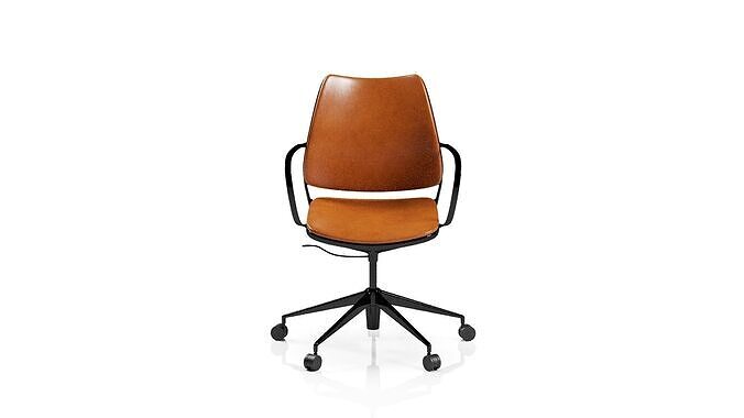 STUA Gas chair with castors cognac artificial leather 3D model