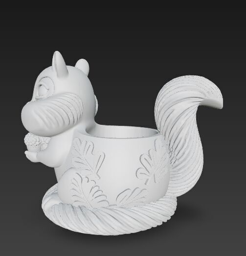 Cute Squirrel Planter Pen Holder 3D Printable STL 3D print model_15