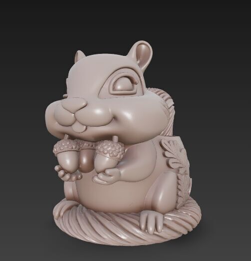 Cute Squirrel Planter Pen Holder 3D Printable STL 3D print model_4