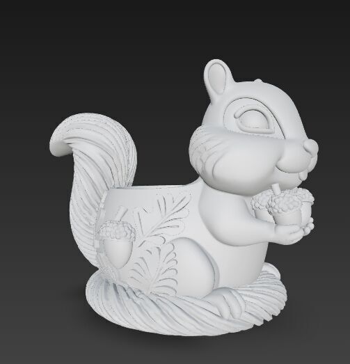 Cute Squirrel Planter Pen Holder 3D Printable STL 3D print model_1
