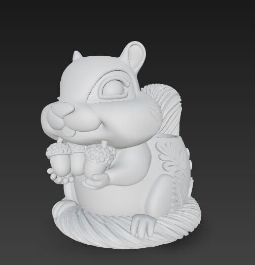 Cute Squirrel Planter Pen Holder 3D Printable STL 3D print model_16