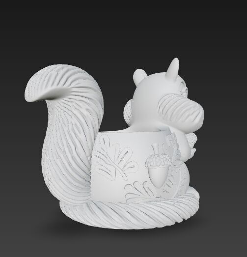 Cute Squirrel Planter Pen Holder 3D Printable STL 3D print model_12