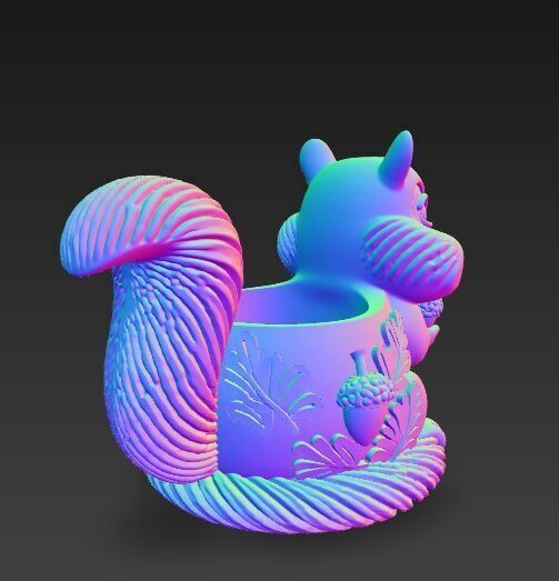 Cute Squirrel Planter Pen Holder 3D Printable STL 3D print model_7