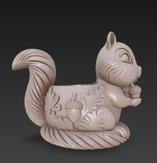 Cute Squirrel Planter Pen Holder 3D Printable STL 3D print model_20