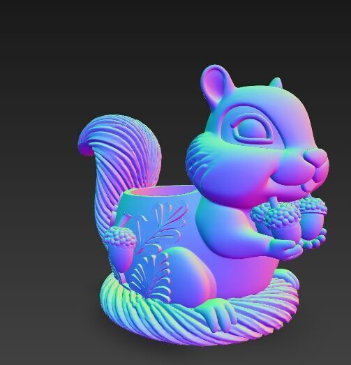 Cute Squirrel Planter Pen Holder 3D Printable STL 3D print model_5