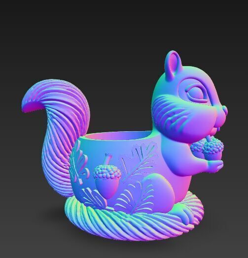 Cute Squirrel Planter Pen Holder 3D Printable STL 3D print model_6