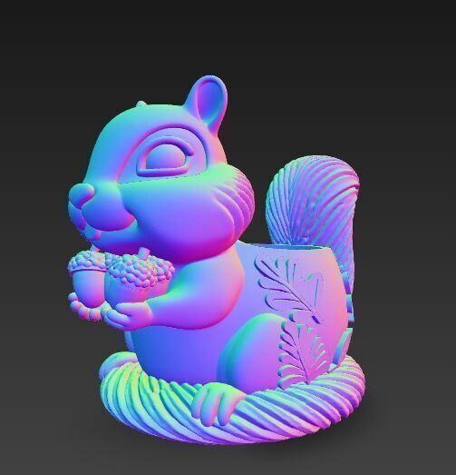 Cute Squirrel Planter Pen Holder 3D Printable STL 3D print model_10